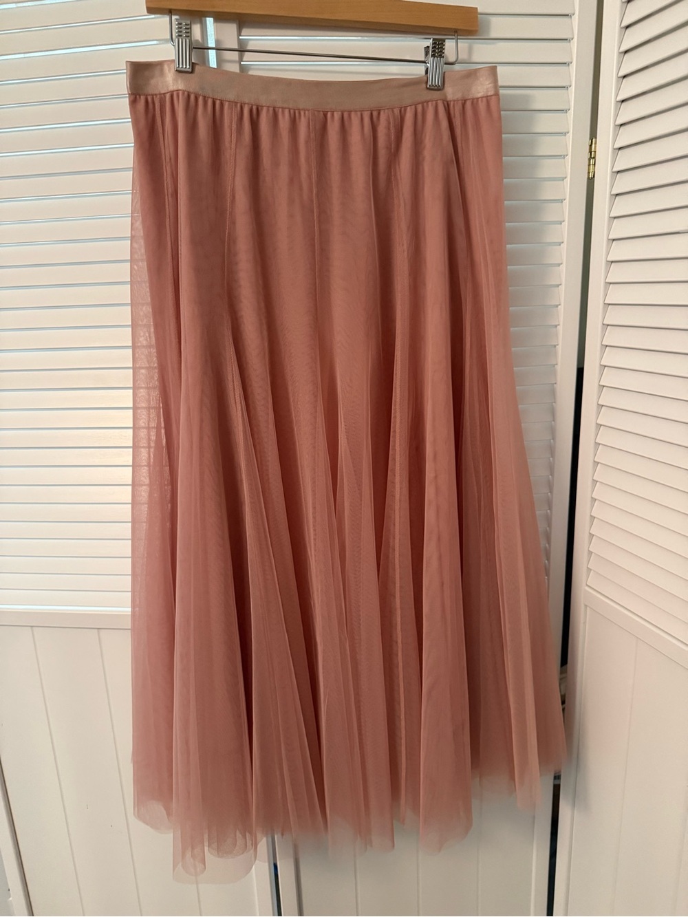 Dusty Rose Tulle Maxi Skirt with Elastic Waistband